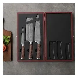 Wakoli EDIB 3-teiliges Küchenmesser mit Pakkaholzgriff in edler Geschenkbox