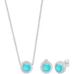Elli Elli Schmuckset Vintage Boho Howlith Anhänger Trend 925 Silber Schmuck-Set   Damen 
