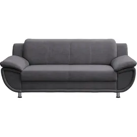 TRENDMANUFAKTUR 3-Sitzer »Rondo, Breite 207 cm, breite Armlehnen, Füße chromfarben", Big-Sofa wahlweise mit Federkern, in verschiedenen Bezügen bestellbar, grau