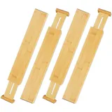 Relaxdays Schubladentrenner 4er Set, Bambus, verstellbare Schubladeneinteiler für Besteck, Küche, Büro, 6 x 55 cm, natur
