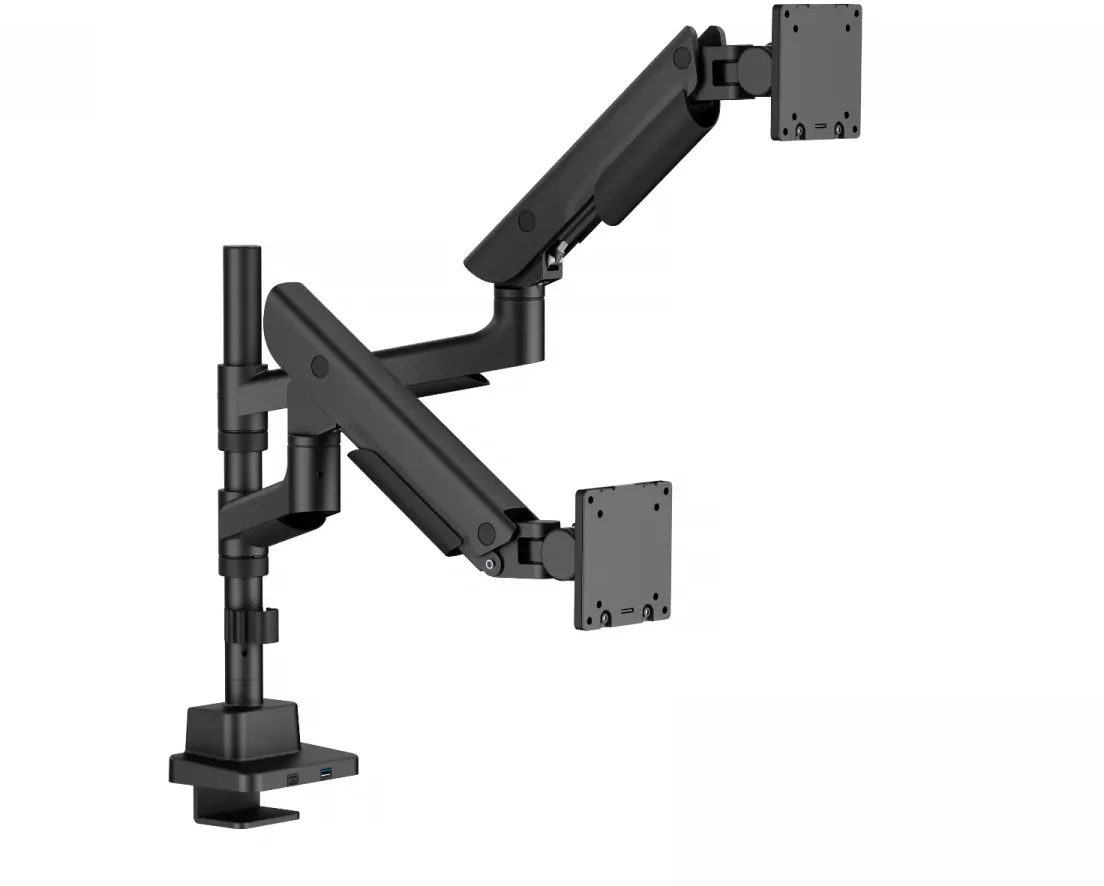 MaxMount Hercules Monitorständer 27kg USB-Ports 24”-57” Schwarz - 2 Monitore