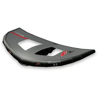 F2 Surfsegel Allround Wing V1 (Wing, Tragetasche, Pumpenadapter, Leash) grau|rot|schwarz 6 m2
