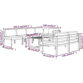vidaXL Garten-Lounge-Set 8-tlg. Aluminium anthrazit