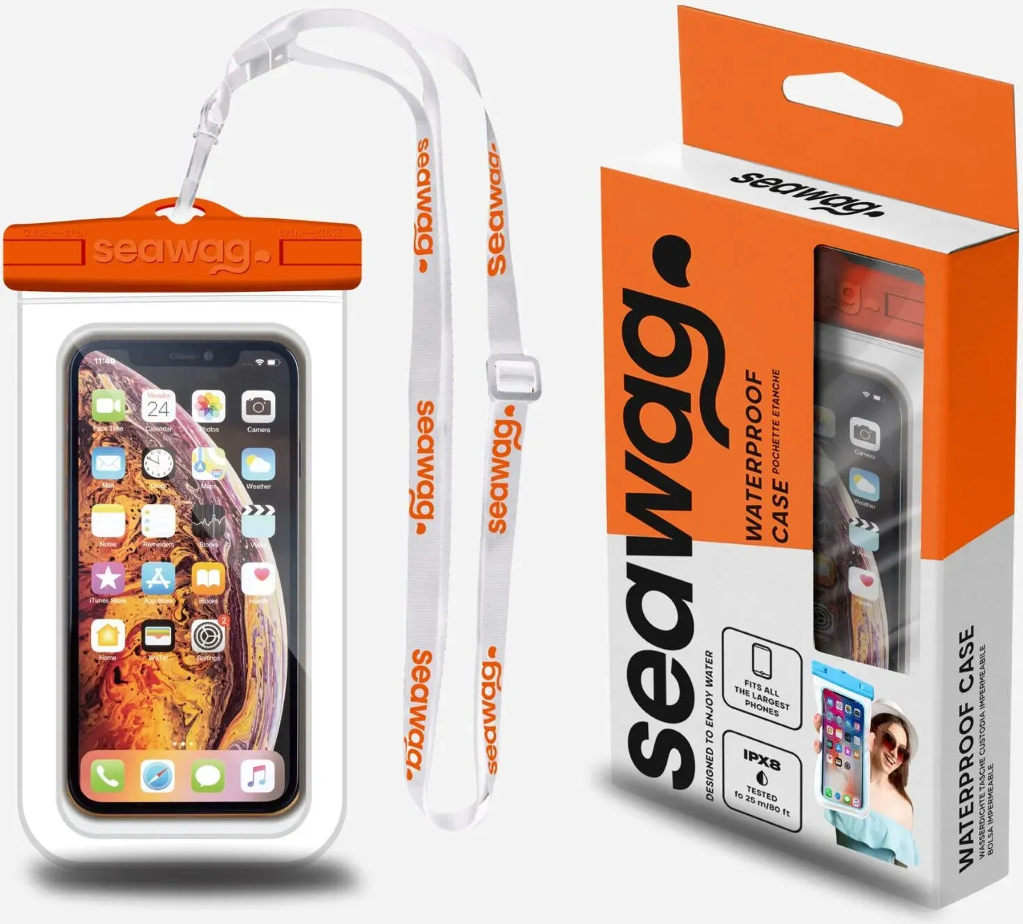 Wasserdichte Smartphone-Tasche Seawag weiß|orange No Size