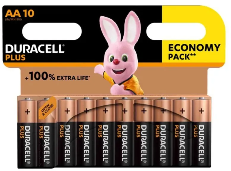 DURACELL - PLUS POWER 100 ALKALINE BATTERIE AA LR6 10 EINHEIT