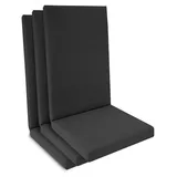 Beautissu 3er Set Hochlehner Auflage wasserdicht 100x50x5,5cm Anthrazit - Dunkelgrau