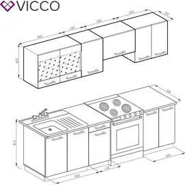Vicco Küchenzeile Raul 240 cm weiß hochglanz