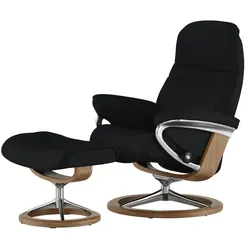 Stressless Relaxsessel mit Hocker Leder Sunrise L , schwarz , Maße (cm): B: 92 H: 105 T: 80.0