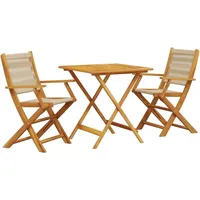 vidaXL 3-tlg. Bistro-Set Beige Polypropylen und Massivholz