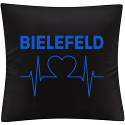 multifanshop Kissenbezug - Bielefeld - Herzschlag - Druck blau - Kissen