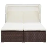 vidaXL Doppel-Sonnenliege 194 x 120,5 x 110 cm braun inkl. Sonnendach