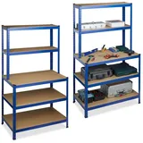 Relaxdays 2 x Schwerlastregal, mit Werkbank, blau