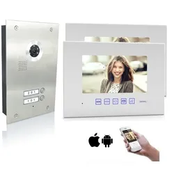 2 Familienhaus 2-Draht BUS WLAN Video Türsprechanlage mit 170 Grad Kamera aus Edelstahl 2x 7 Zoll Monitor Ja
