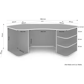 MID.YOU Eckschreibtisch, Anthrazit, B/H/T: ca. 198x76x85 cm, FSC Mix, Stauraum, Arbeitszimmer, Schreibtische, Eckschreibtische