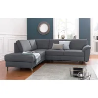 Ecksofa SIT&MORE "Texel L-Form" Sofas Gr. B/H/T: 250 cm x 87 cm x 201 cm, Lu x us-Microfaser ALTARA NUBUCK, Ottomane links, ohne Funktion, grau (dunkelgrau) Ecksofas mit Federkern, wahlweise Bettfunktion und Bettkasten