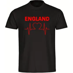 multifanshop Herren T-Shirt - England - Herzschlag - Druck rot - Männer
