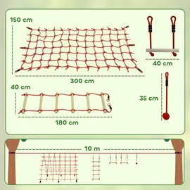 aiyaplay Ninja Line Kinder 10m Slackline Set mit Slackline, Turnringe, Schaukel,