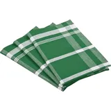 Ross »Exclusiv«, (Set, 3 tlg.), Blockkaro, 50% Baumwolle, 50% Leinen, 50x70 cm grün