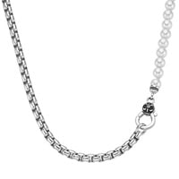 GIORGIO MARTELLO MILANO Collier Panzerkette, schwarzer Achat oder Perle, Silber 925 Ketten Weiss Damen