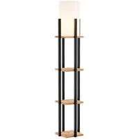 Lux.pro Stehleuchte Stourbridge mit Ablagen Schwarz/Eiche-Optik E27, 25x130x25 cm,
