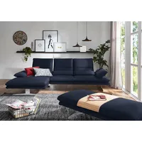 Ecksofa W.SCHILLIG "broadway, Designsofa mit tollem Sitzkomfort, L-Form", blau (blau z59), B:291cm H:94cm T:164cm, Longlife Xtra-Leder Z59: Glattleder mit modischer Prägung. Hautstärke 0, 9 - 1, 1 mm, Sofas, Sitztiefenverstellung, Kopfteil- & Seitenteilverstellung, Breite 291cm