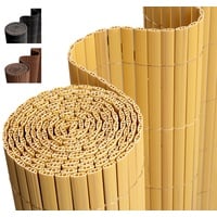 PVC Sichtschutzmatte 100x400 cm, Sichtschutz Garten Balkon Windschutz Terrasse Sichtschutzzaun Balkonverkleidung Zaunblende Wetterfest Gartenzaun Bambus