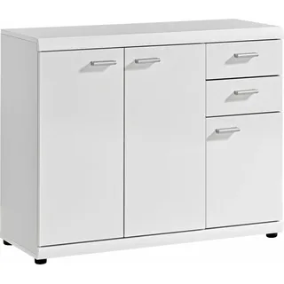 Sideboard PROCONTOUR "Sun", weiß (weiß, weiß), B:90cm H:74cm T:35cm, Sideboards, Breite 90 cm mit 3 Türen und 2 Schubkästen