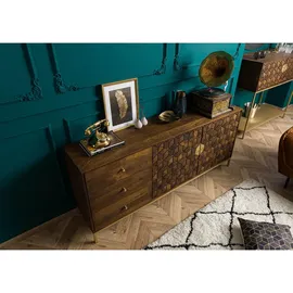 Massivmoebel24 Sideboard 180 x 77 x 40 cm Braun Geölt