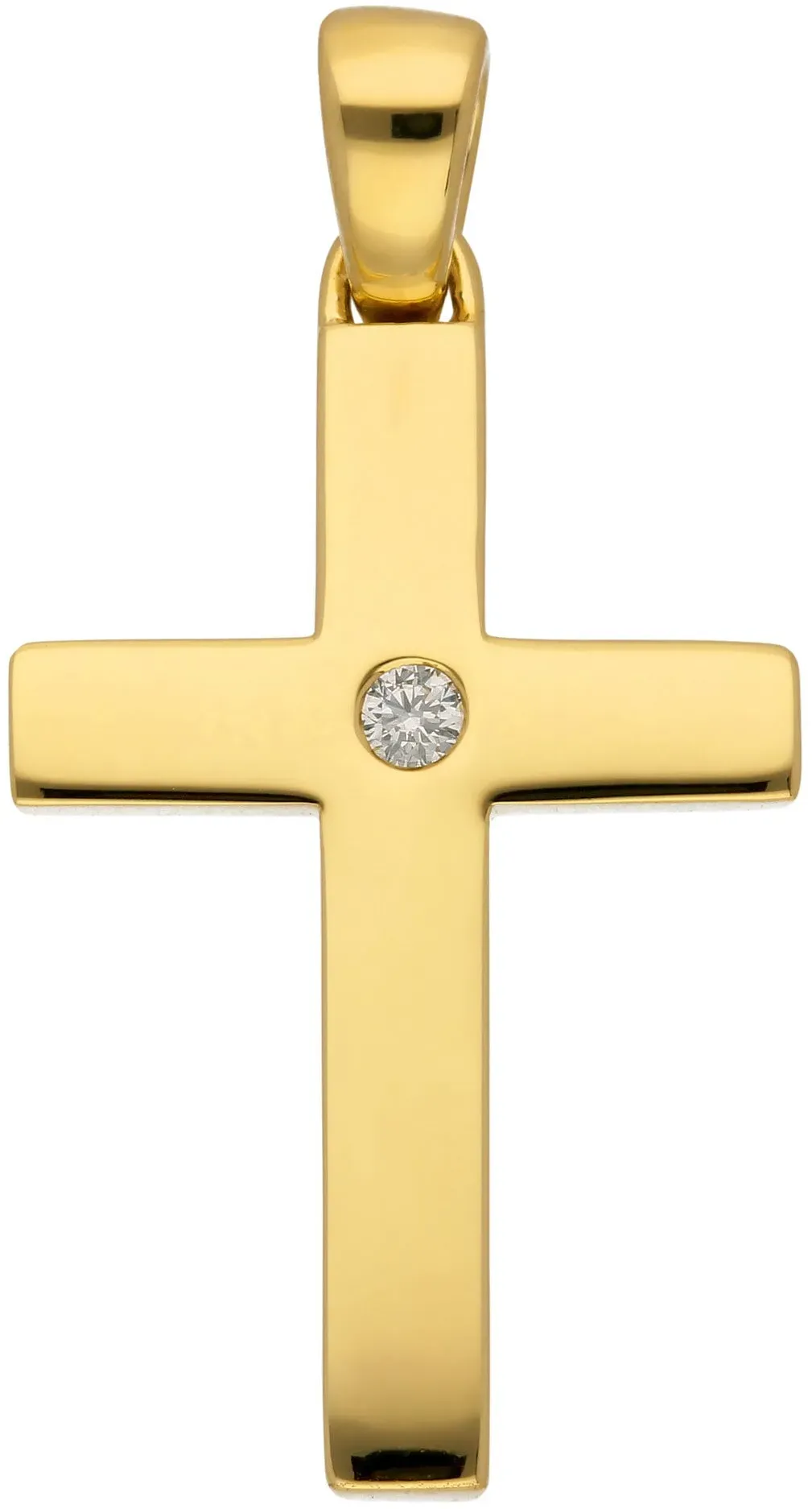 Kettenanhänger ADELIA ́S "Damen Gold Schmuck 585 Gold Kreuz Anhänger mit Diamant Brillant", gold, Schmuckanhänger, Damen, 0,03 VVS = sehr sehr kleine Einschlüsse mit Brillant, Gold, mit Diamant / Brillant Goldschmuck für Damen & Herren