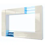 Vladon Wohnwand, Creme, Holzwerkstoff, 262x182.5x39 cm, Wohnzimmer, Wohnwände, Wohnwand-Sets