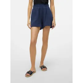Vero Moda Shorts "VMNATALI HW SHORTS NOOS", Damen, Gr. S (36), N-Gr, blau (navy blazer), Web, Obermaterial: 100% Baumwolle, unifarben, relaxed fit kurz, Hosen Shorts
