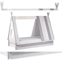 Möbilia Kinderbett Möbilia Zeltform 215 x 105 x 165 cm Holz lackiert grau-weiß