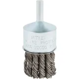 Stier Pinselkopfbürste Ø 29 mm, Schaft-Ø 6,35 mm, 0,5 mm, gezopft, Stahl