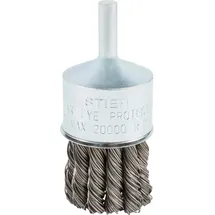 Stier Pinselkopfbürste Ø 29 mm, Schaft-Ø 6,35 mm, 0,5 mm, gezopft, Stahl