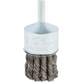 Stier Pinselkopfbürste Ø 29 mm, Schaft-Ø 6,35 mm, 0,5 mm, gezopft, Stahl