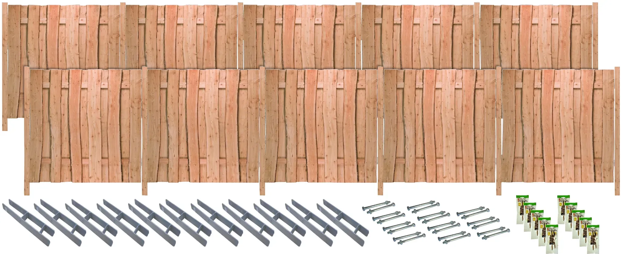 Sichtschutzelement TETZNER & JENTZSCH "LAKEWOOD 8", beige (natur), H:180cm, Holz, Edelstahl, Zaunelemente, Rustikale Optik dank Fertigung aus Bonanzabohlen