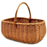 MyBer® Einkaufskorb Korb Weidenkorb Picknickkorb 33/23/13 (27cm mit Henkel), Stabiler, kleiner Tragekorb aus Weide. Handarbeit braun