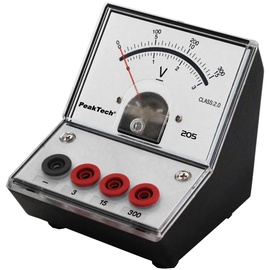 PeakTech P 205-07 Spannungsmessgerät/Voltmeter Analog/Messgerät mit Spiegelskala 0 - 3V/ 15V/ 300V DC