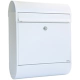 MEFA Briefkasten Ruby 866 mit Zeitungsrolle (Farbe weiß, mit Sicherheitsschloss, Größe 450x350x150 mm) 866010DE