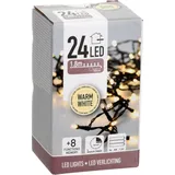 free & easy, self import agencies LED-Lichterkette warmweiß, 24 LEDs, Batteriebetrieben, schwarzes Kabel, Innen/Außen, 2,30m