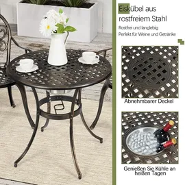 Goplus Rattan Balkonmöbel-Set mit Gartensessel, Hocker & Beistelltisch