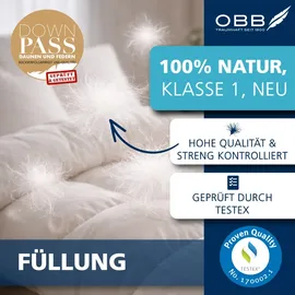 OBB Daunenbettdecke OBB "Emilias, Bettdecken für Sommer und Winter, Ganzjahresdecke", weiß, B:200cm L:200cm, Bezug: 100% Baumwolle. Füllung: 90% Daunen, 10% Federn, Bettdecken, Bettdecke 135x200 cm, 155x220 cm, weitere Größen, Made in Germany