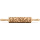 Folkroll Teigroller FOLKROLL "3D-Motiv-Teigrolle", braun, L:43cm, Massivholz, Teigroller, Kleeblatt
