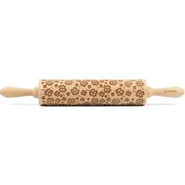 Folkroll Teigroller FOLKROLL "3D-Motiv-Teigrolle", braun, L:43cm, Massivholz, Teigroller, Kleeblatt