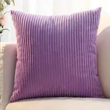 Kissenbezug 80x80, 2er Set,Sofa Kissenbezüge 65x65,Kord Zierkissenbezug Dekokissen Sofakissen Bezug Groß Kissenhülle Dekorative Weiche Zierkissenbezüge Kissen Bezug(Violet,80x80 cm)