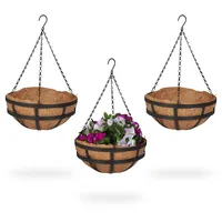 Relaxdays Blumenampel 50 x 31 cm Braun/Schwarz