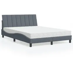 Bett mit Matratze – Dunkelgrau, 140x190 cm – Luxuriöser Schlafkomfort