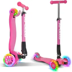 Kinderroller Kids Whiz LED - klapp- und verstellbarer 3-Rad Scooter rosa No Size
