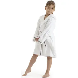 Bruno Banani Kinderbademantel BRUNO BANANI "Danny, Ideal für Zuhause, Schwimmbad oder im Urlaub" Gr. 104, weiß, L:61cm, Walkfrottee, Hausmäntel, mit Logostreifen, aus 100% Baumwolle