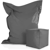 Green Bean Xxl-Sitzsack, Grau, Füllung: Styroporkugeln, Rechteckig, 140x25x180 cm, Hergestellt in Deutschland, Gartenmöbel, Gartenstühle, Outdoor-Sitzsäcke